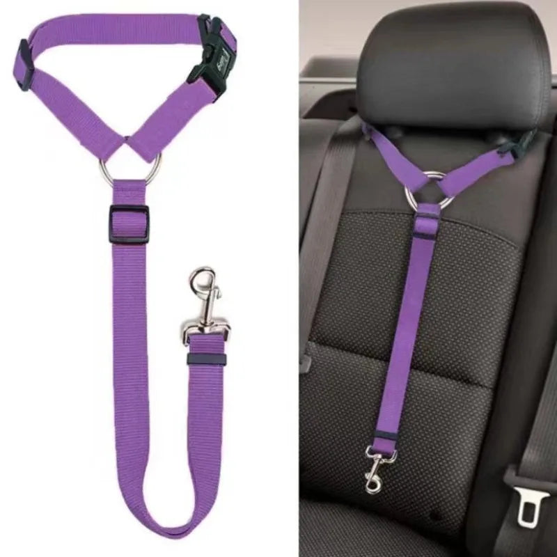 2-in-1 Pet Car Seat Belt & Leash – Adjustable Safety Harness