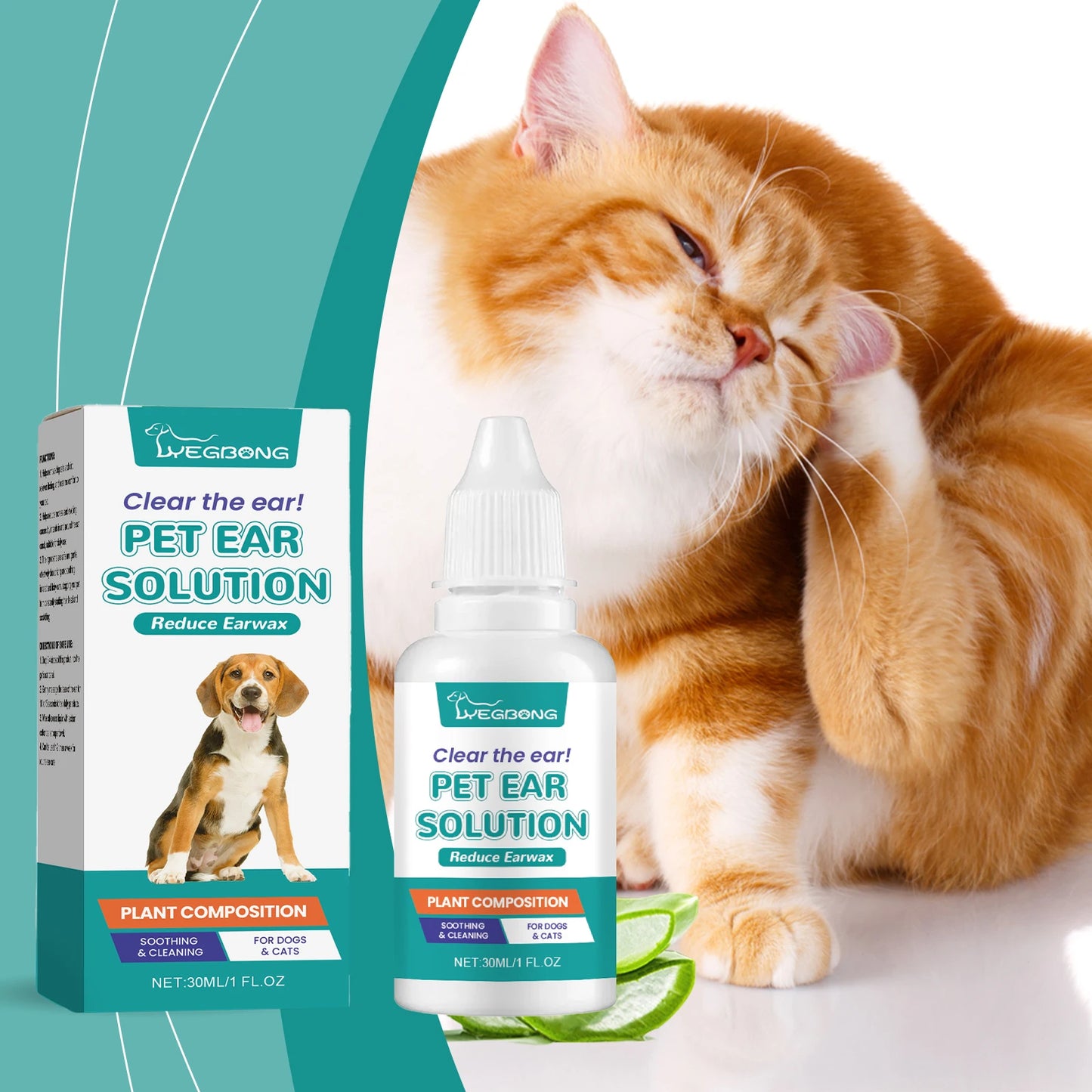 Yegbong Pet Ear Cleaner Drops – 30ml for Dogs & Cats