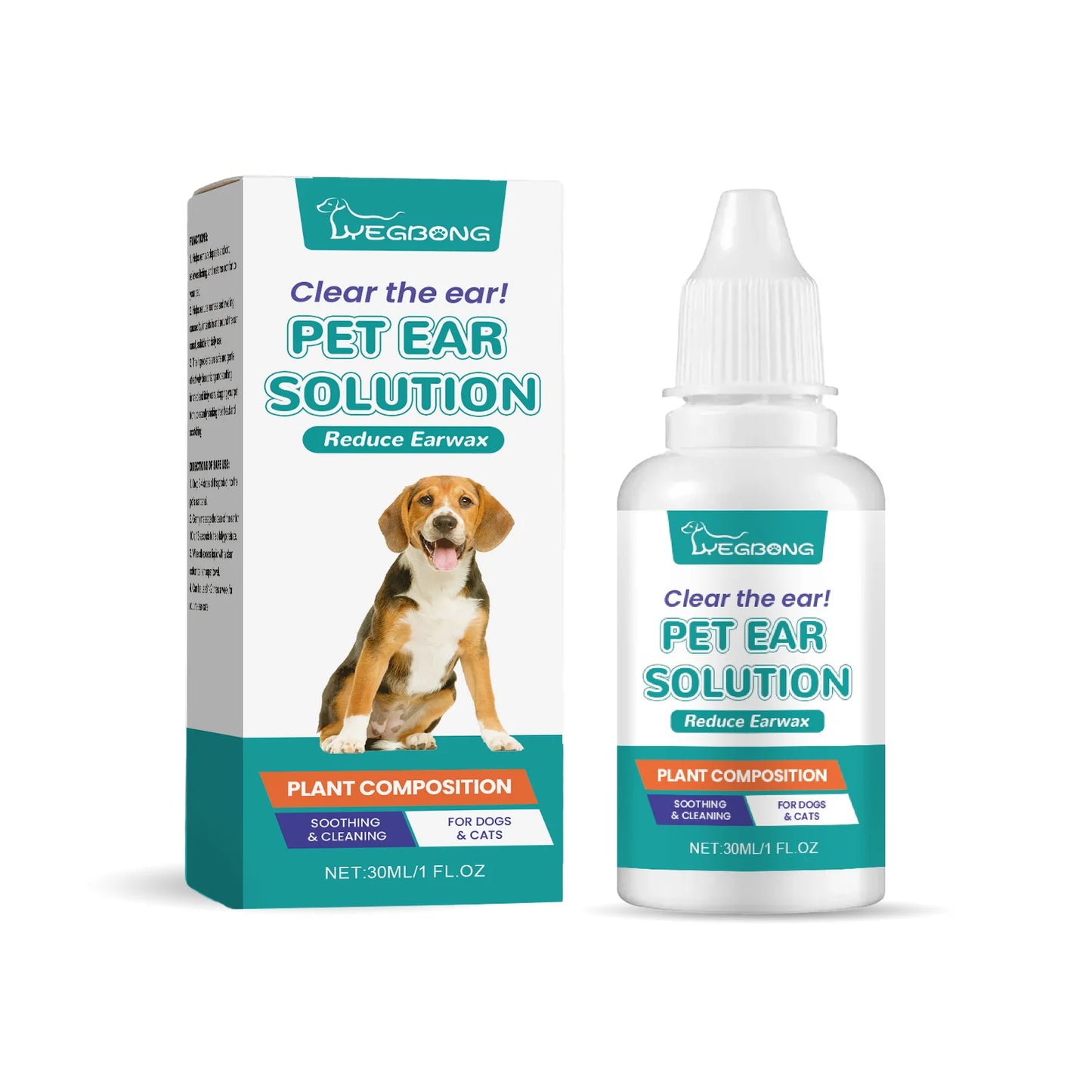 Yegbong Pet Ear Cleaner Drops – 30ml for Dogs & Cats