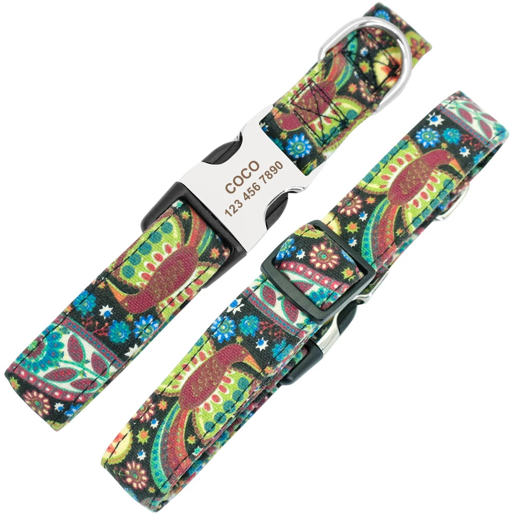 Adjustable Nylon Pet Collar – Personalized Engraved ID for Dogs & Cats