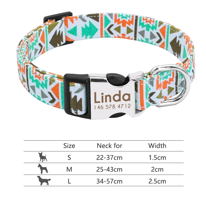 Adjustable Nylon Pet Collar – Personalized Engraved ID for Dogs & Cats