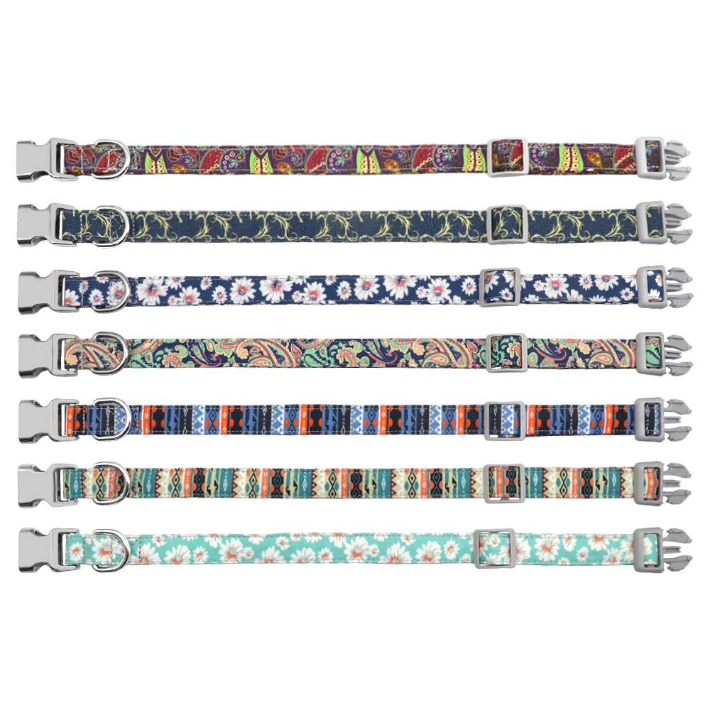 Adjustable Nylon Pet Collar – Personalized Engraved ID for Dogs & Cats