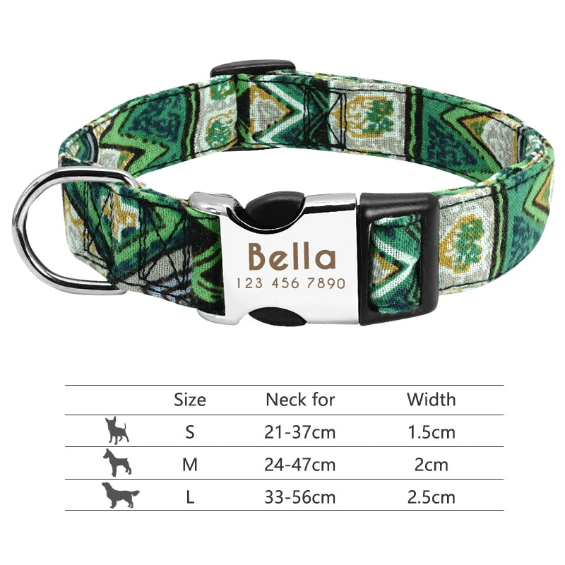 Adjustable Nylon Pet Collar – Personalized Engraved ID for Dogs & Cats