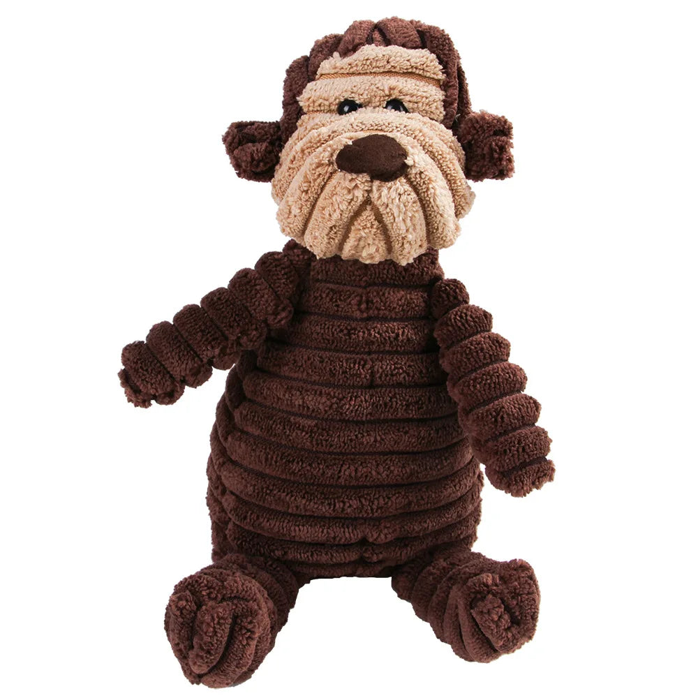 Corduroy Plush Dog Toy – Squeaky Chew Toy for Large Dogs