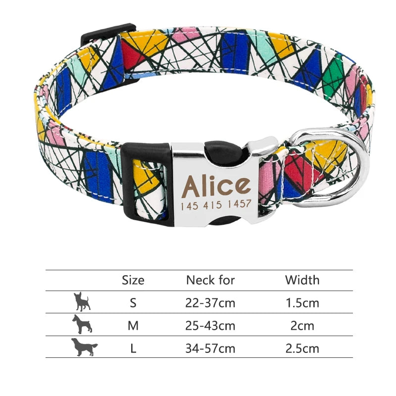 Adjustable Nylon Pet Collar – Personalized Engraved ID for Dogs & Cats