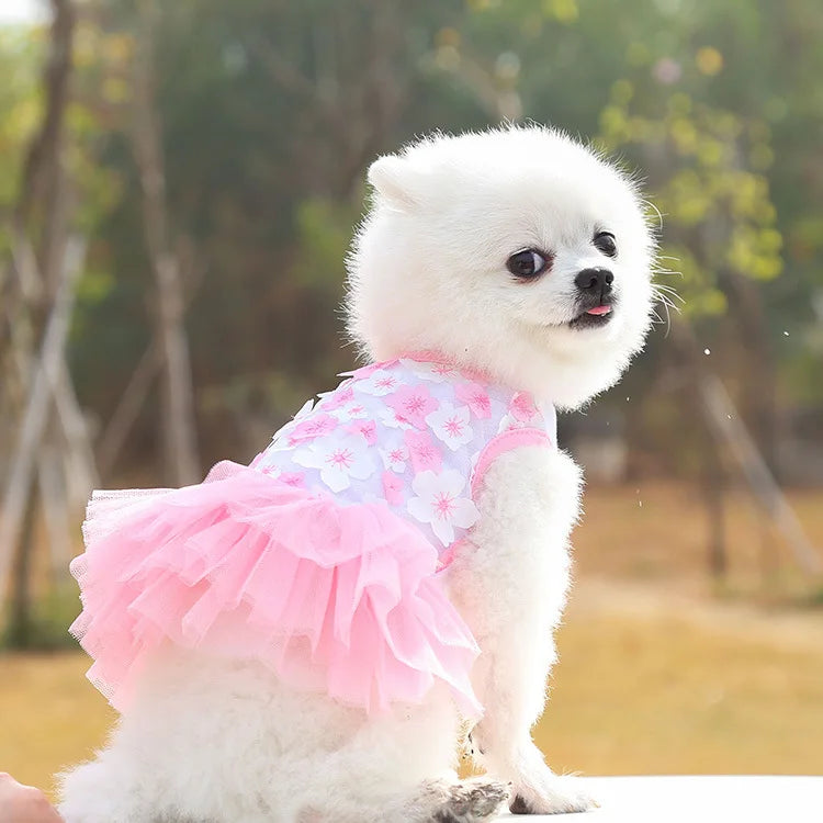 Floral Princess Dog Dress – Soft Outfit for Small & Medium Dogs
