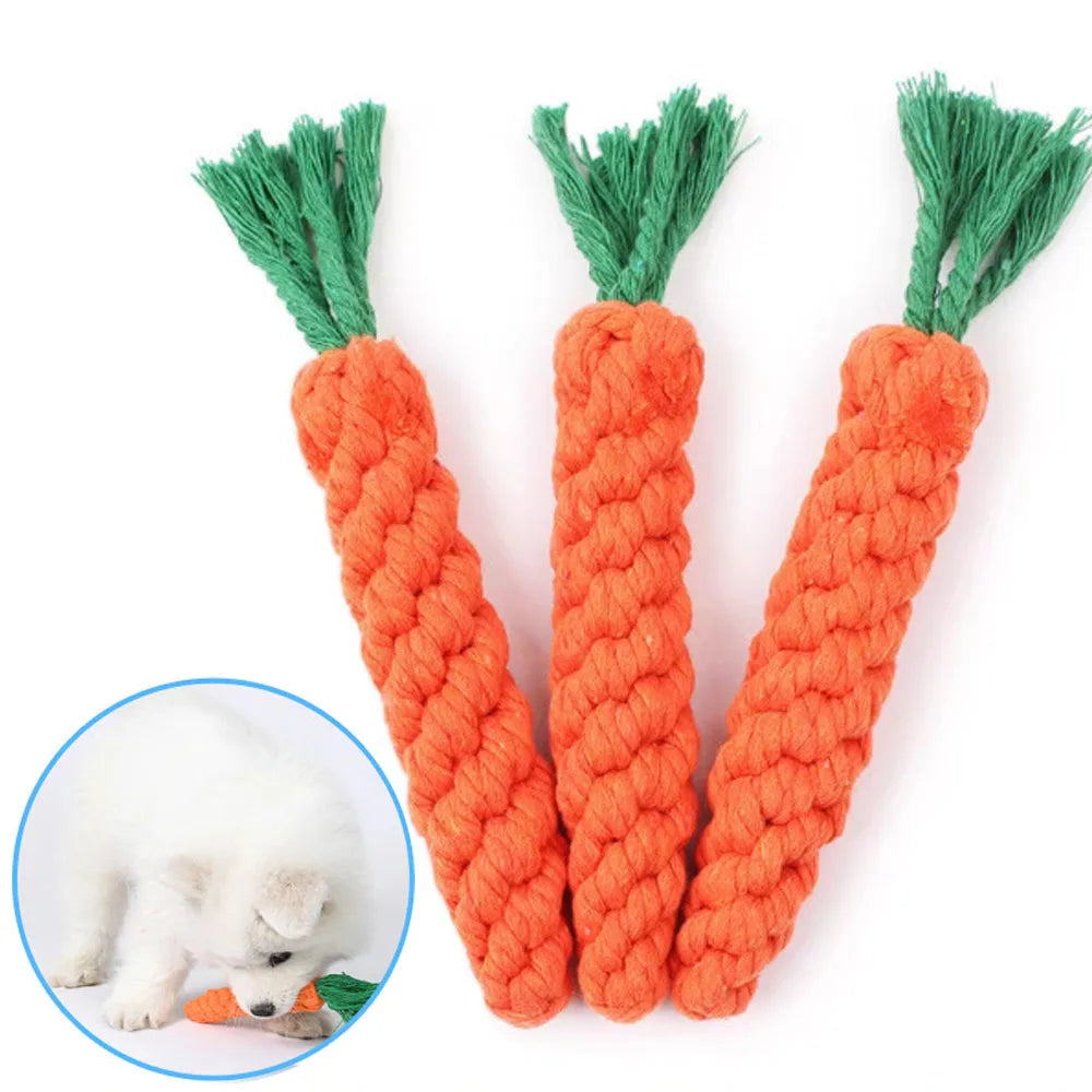 Carrot-Shaped Dog Chew Rope – Durable Cotton Bite Toy