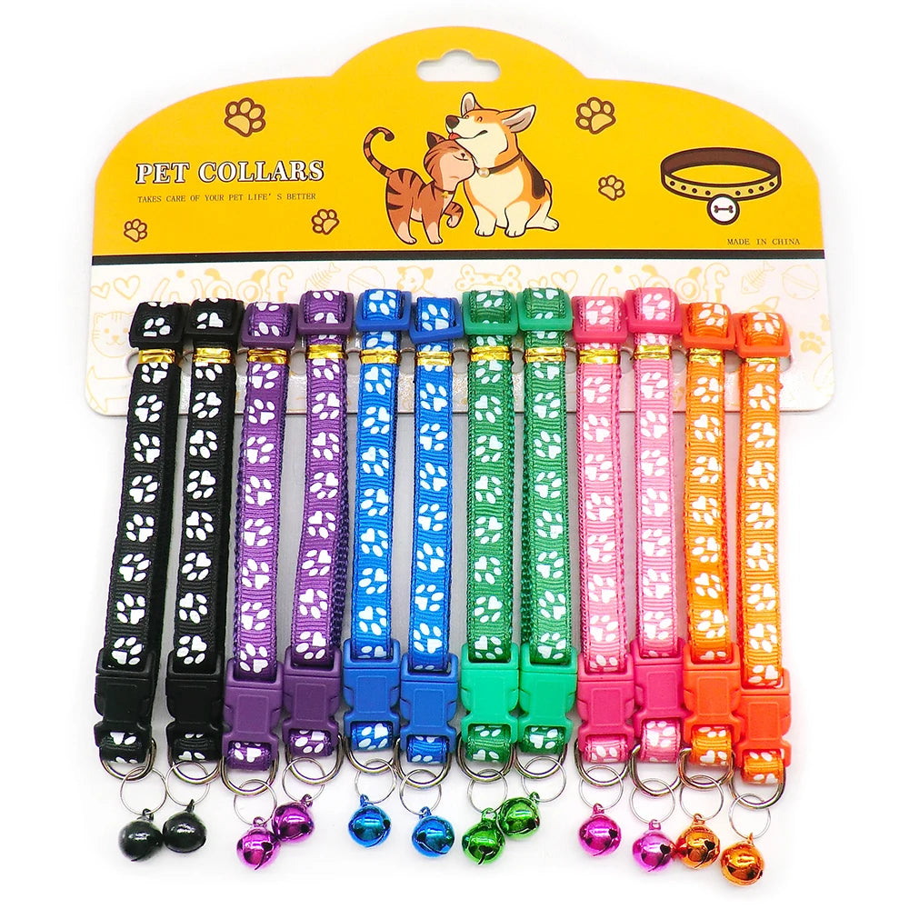 12-Pcs Anti-Lost Pet Collars – Mix Color Buckle Collars with Bell