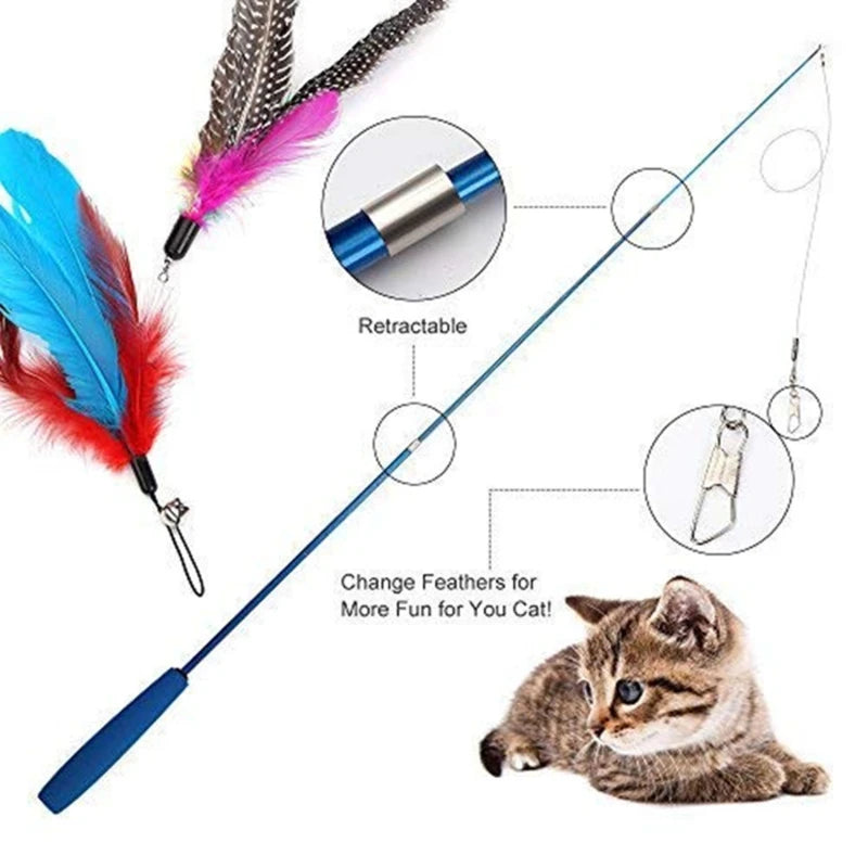 Telescopic Cat Teaser Wand – 3-Section Interactive Stick Toy