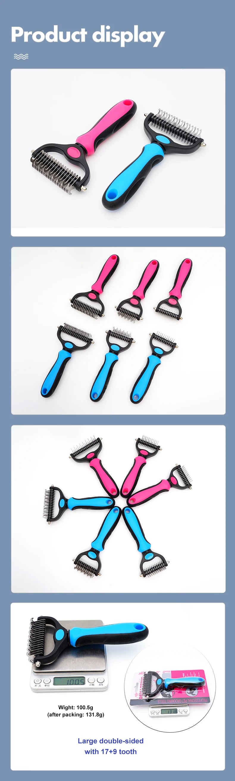 Pet Knot Remover Comb – Stainless Steel Dematting Brush for Dogs & Cats