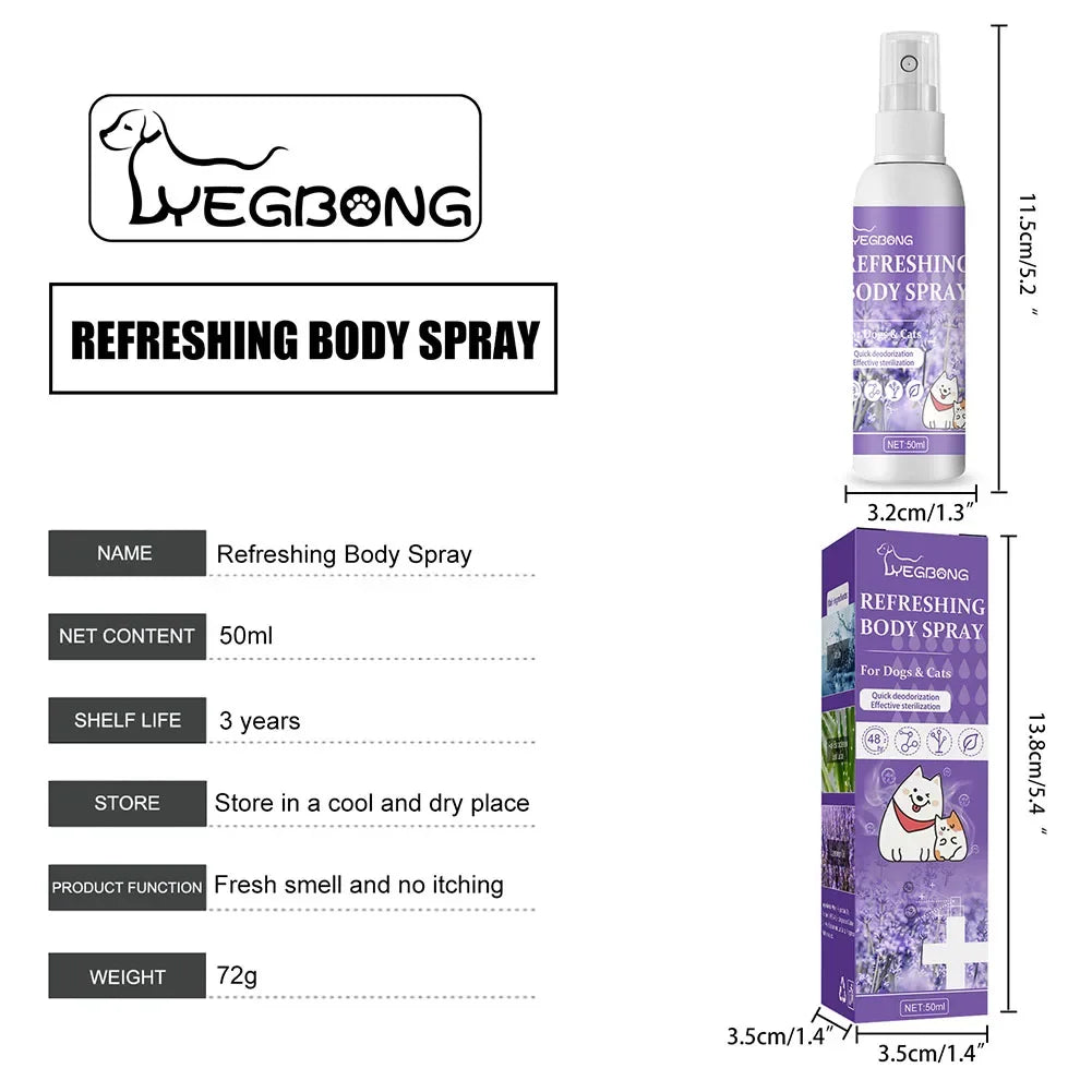 Lavender Oil Dog Deodorizer Spray – Long-Lasting Odor Remover for Cats & Dogs