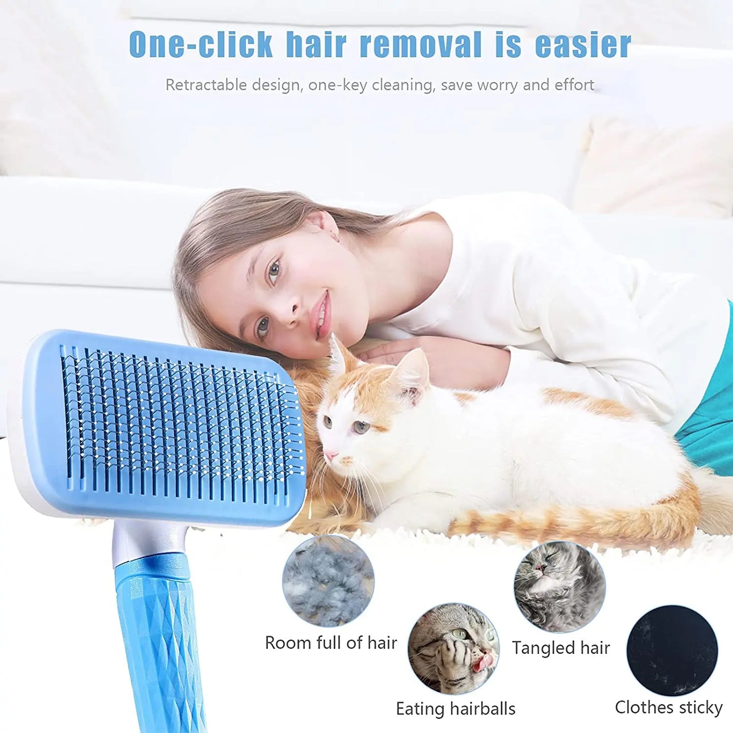 Pet Hair Remover Brush – Grooming Comb for Dogs & Cats with Long Hair
