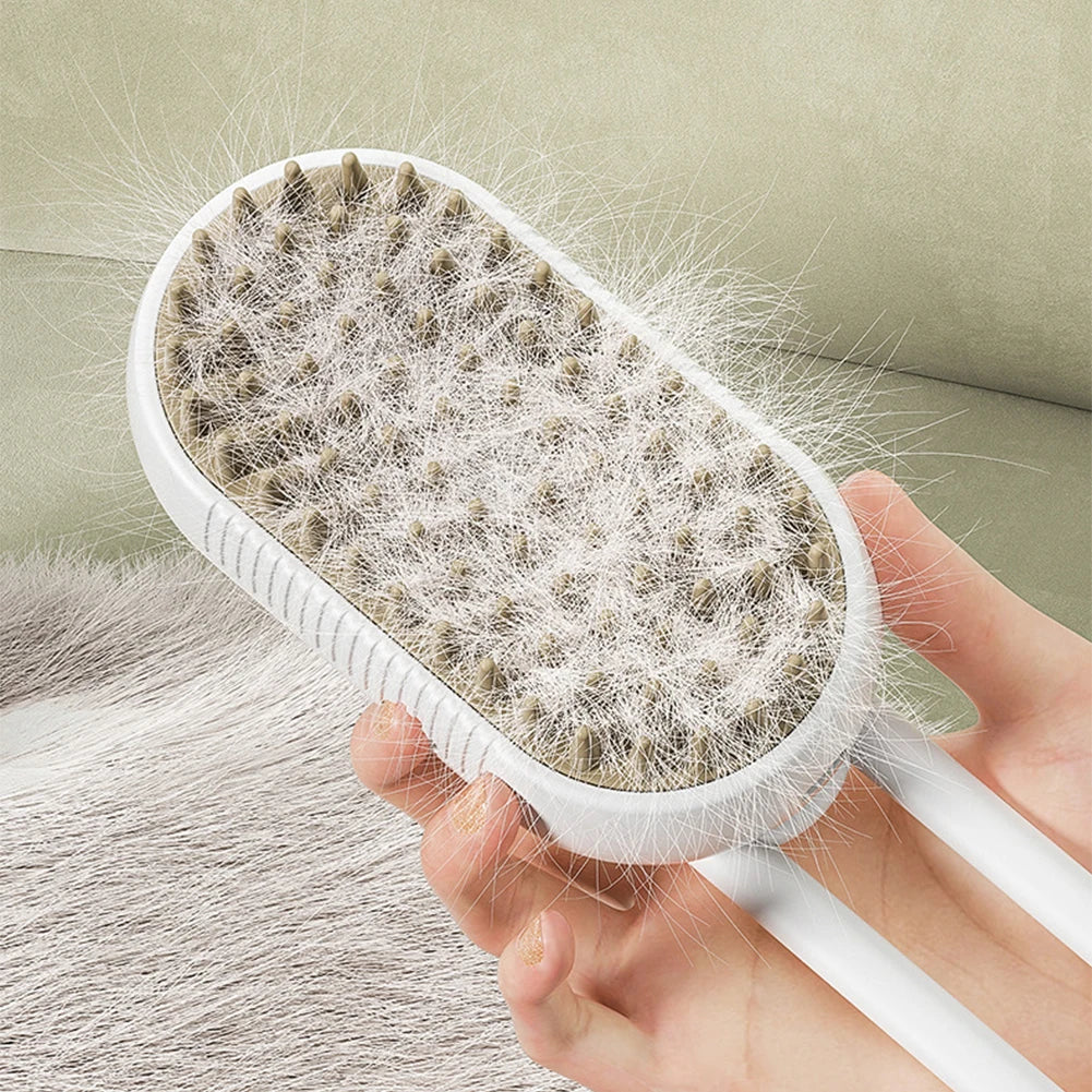 3-in-1 Electric Pet Steam Brush – USB Rechargeable Cat & Dog Grooming Comb