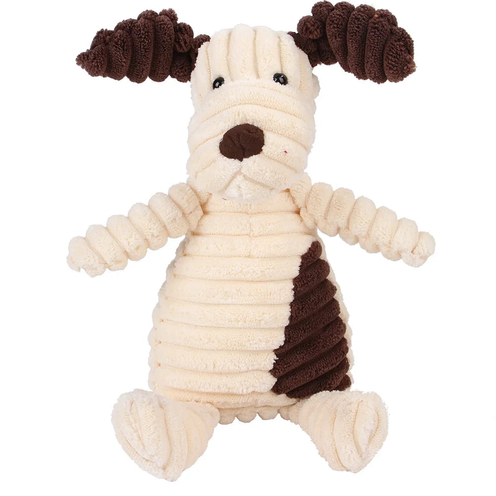 Corduroy Plush Dog Toy – Squeaky Chew Toy for Large Dogs