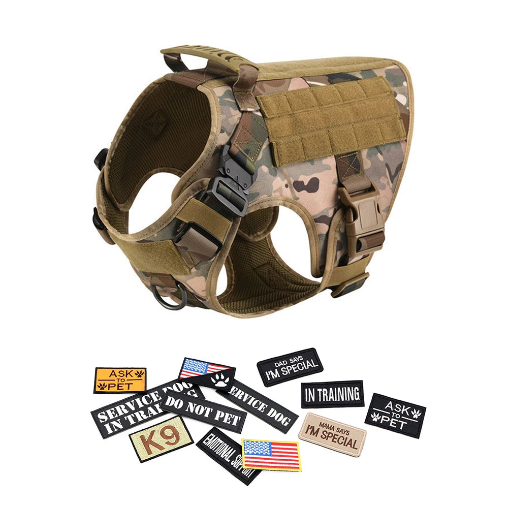 Military Tactical Dog Harness Set – Large Dog Vest with Leash & Accessories