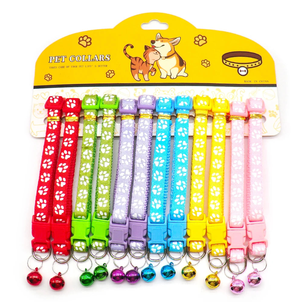 12-Pcs Anti-Lost Pet Collars – Mix Color Buckle Collars with Bell
