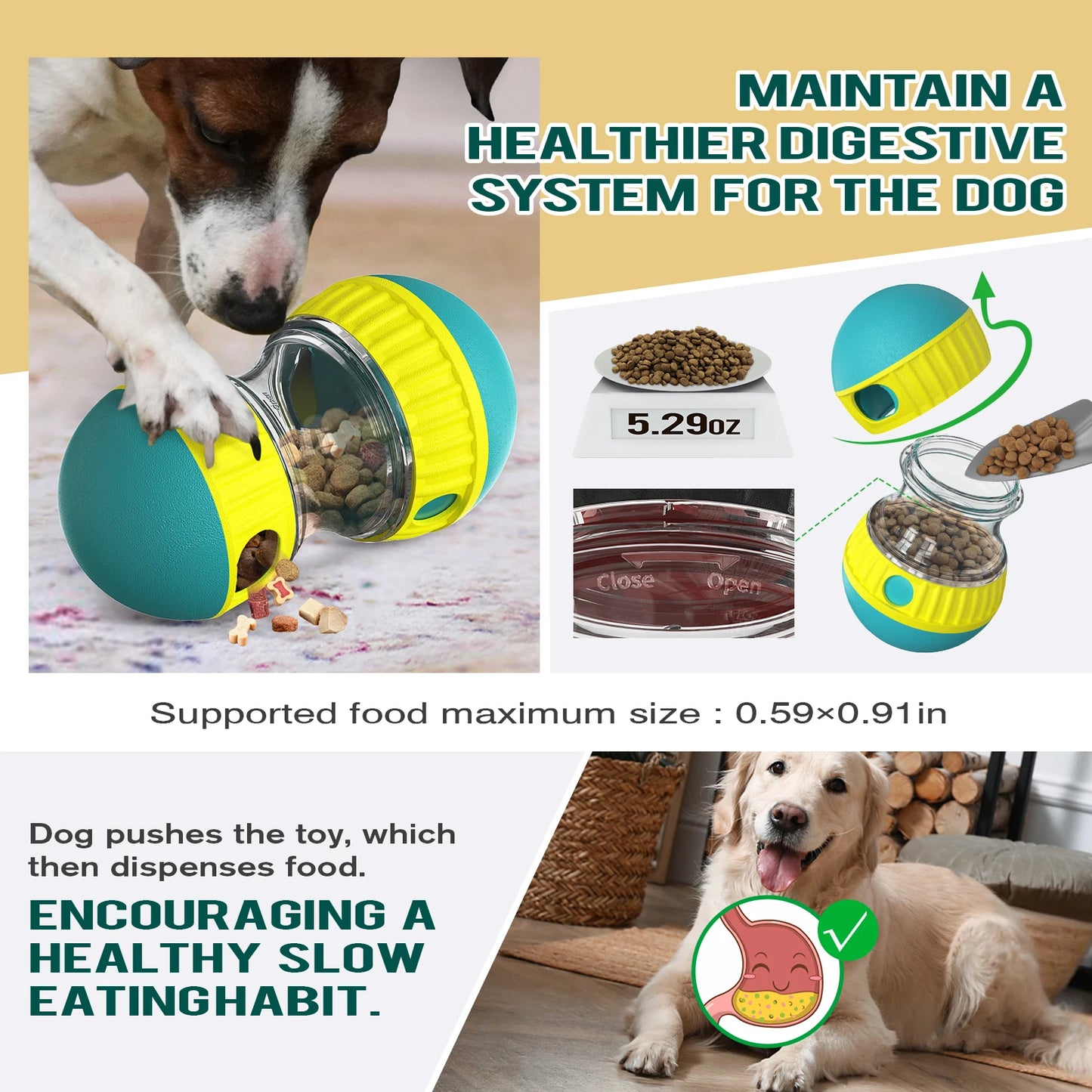 Treat Dispensing Dog Toy Ball – Slow Feeder for Small & Medium Dogs
