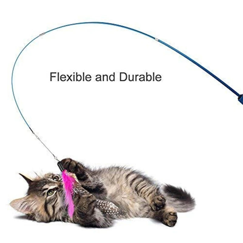 Telescopic Cat Teaser Wand – 3-Section Interactive Stick Toy