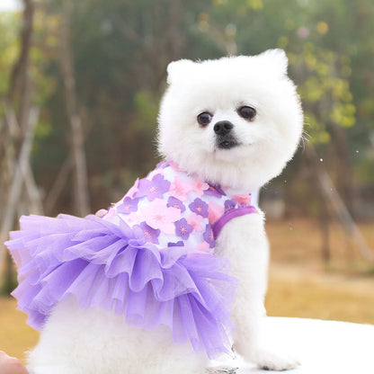 Floral Princess Dog Dress – Soft Outfit for Small & Medium Dogs