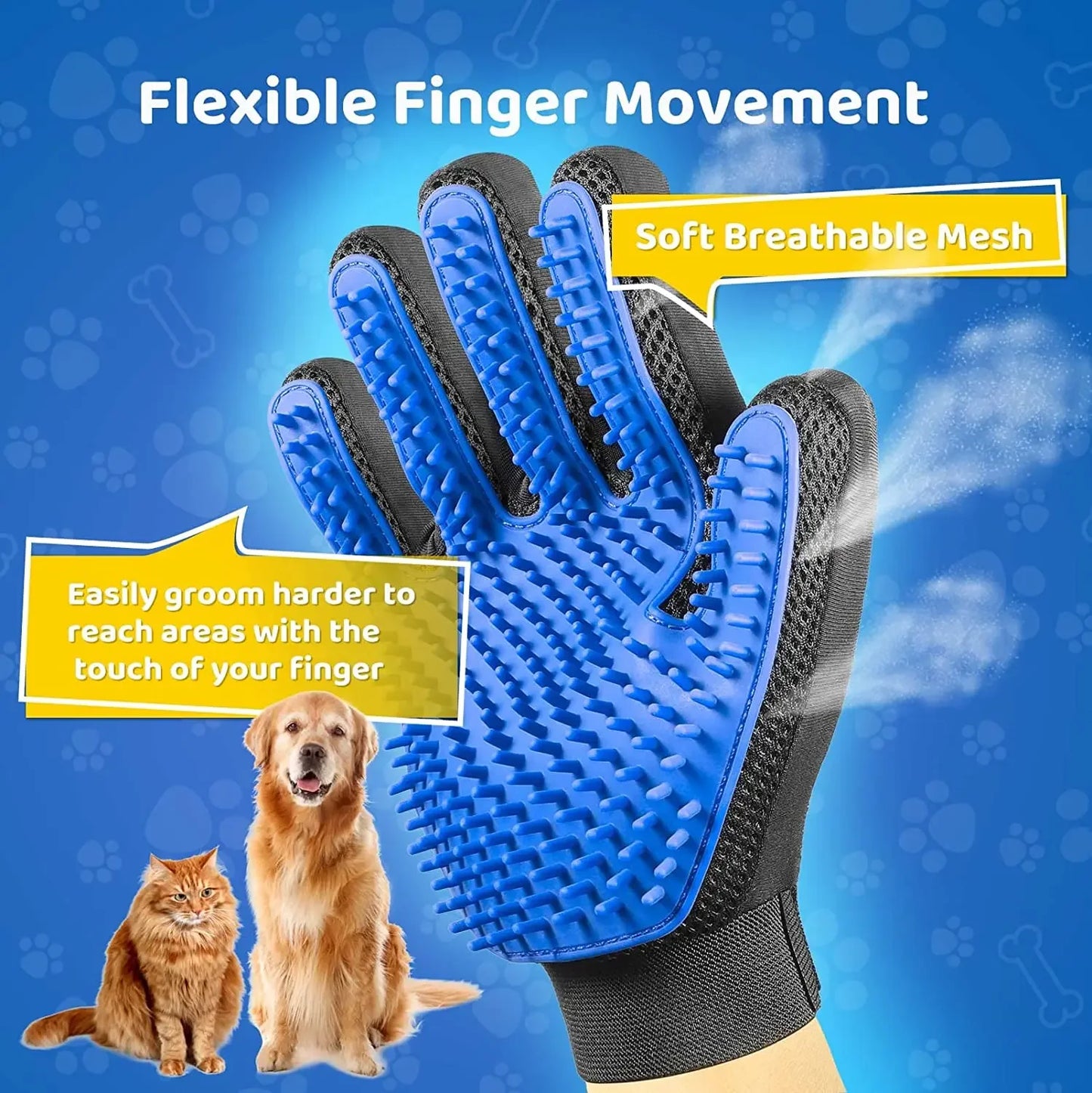Pet Grooming Glove – Gentle Hair Remover for Cats & Dogs