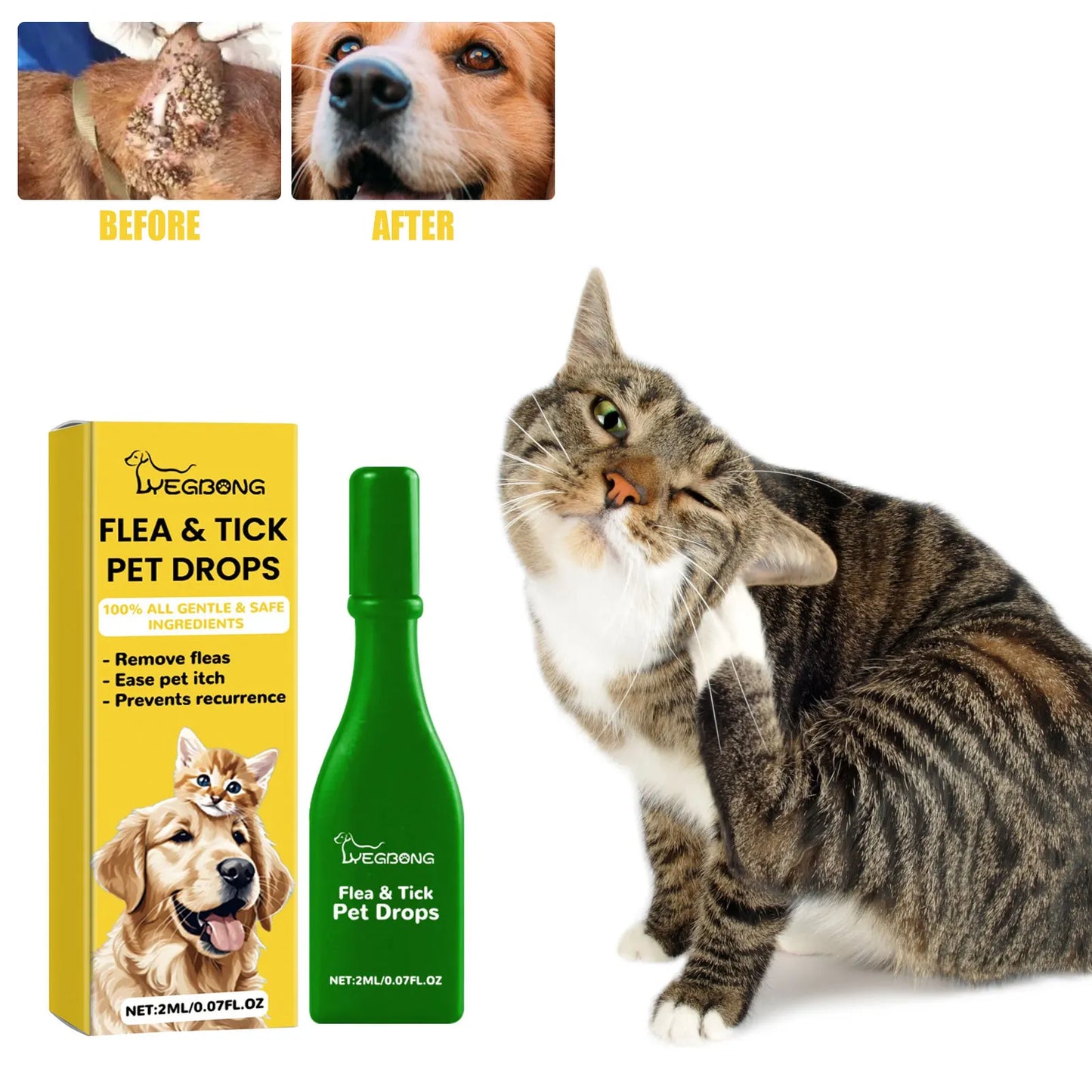 Cat Flea & Tick Treatment Drops – Anti-Flea Skin Relief