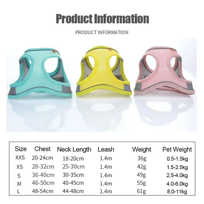 Small Dog & Cat Safety Harness – Adjustable Breathable Vest