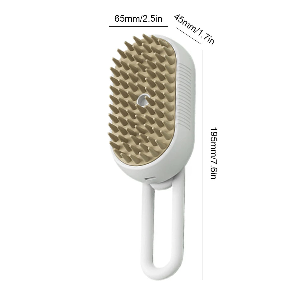 3-in-1 Electric Pet Steam Brush – USB Rechargeable Cat & Dog Grooming Comb