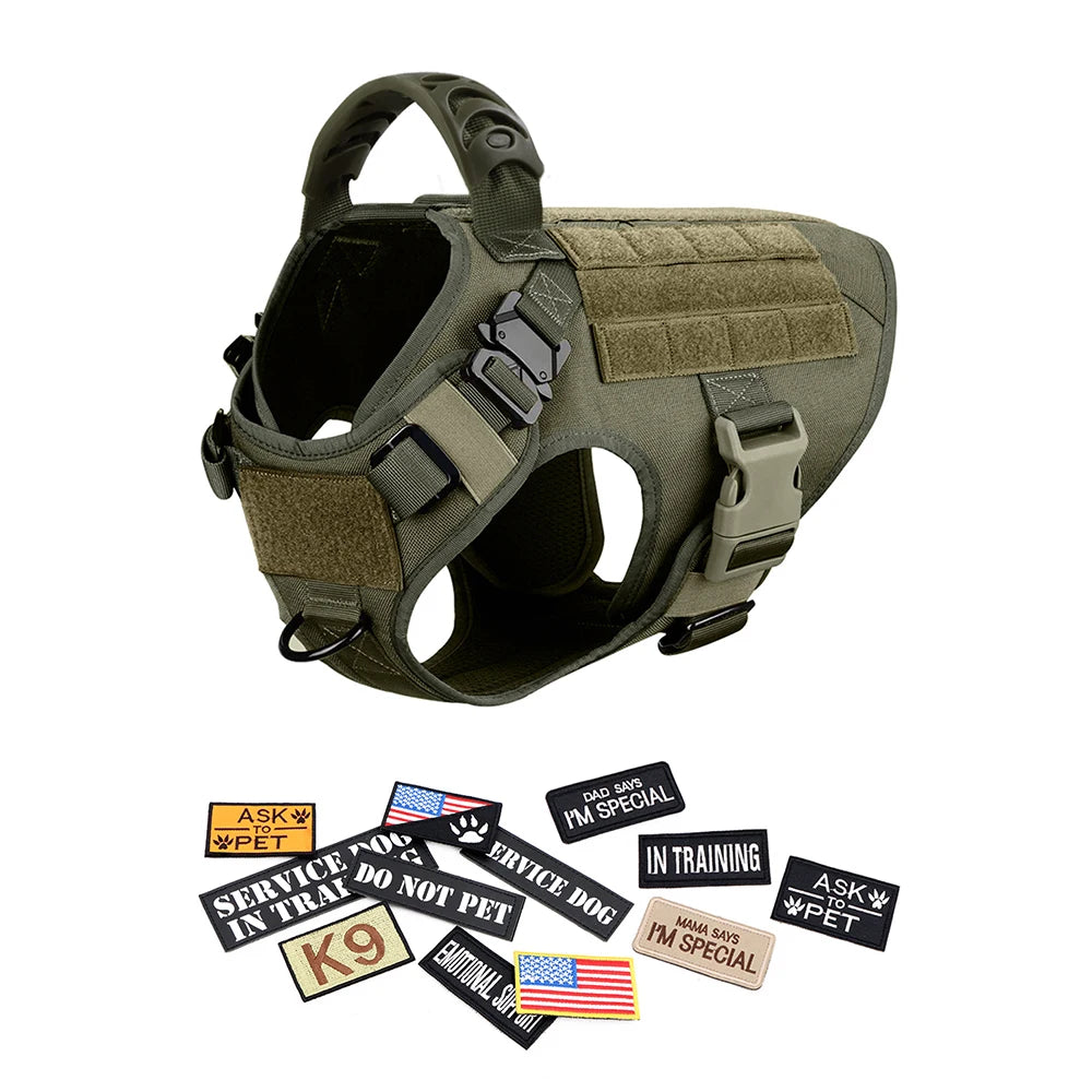 Military Tactical Dog Harness Set – Large Dog Vest with Leash & Accessories