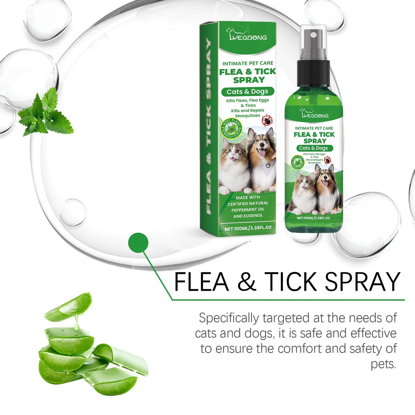 Mite & Flea Removal Spray – Anti-Lice & Tick Relief for Cats & Dogs