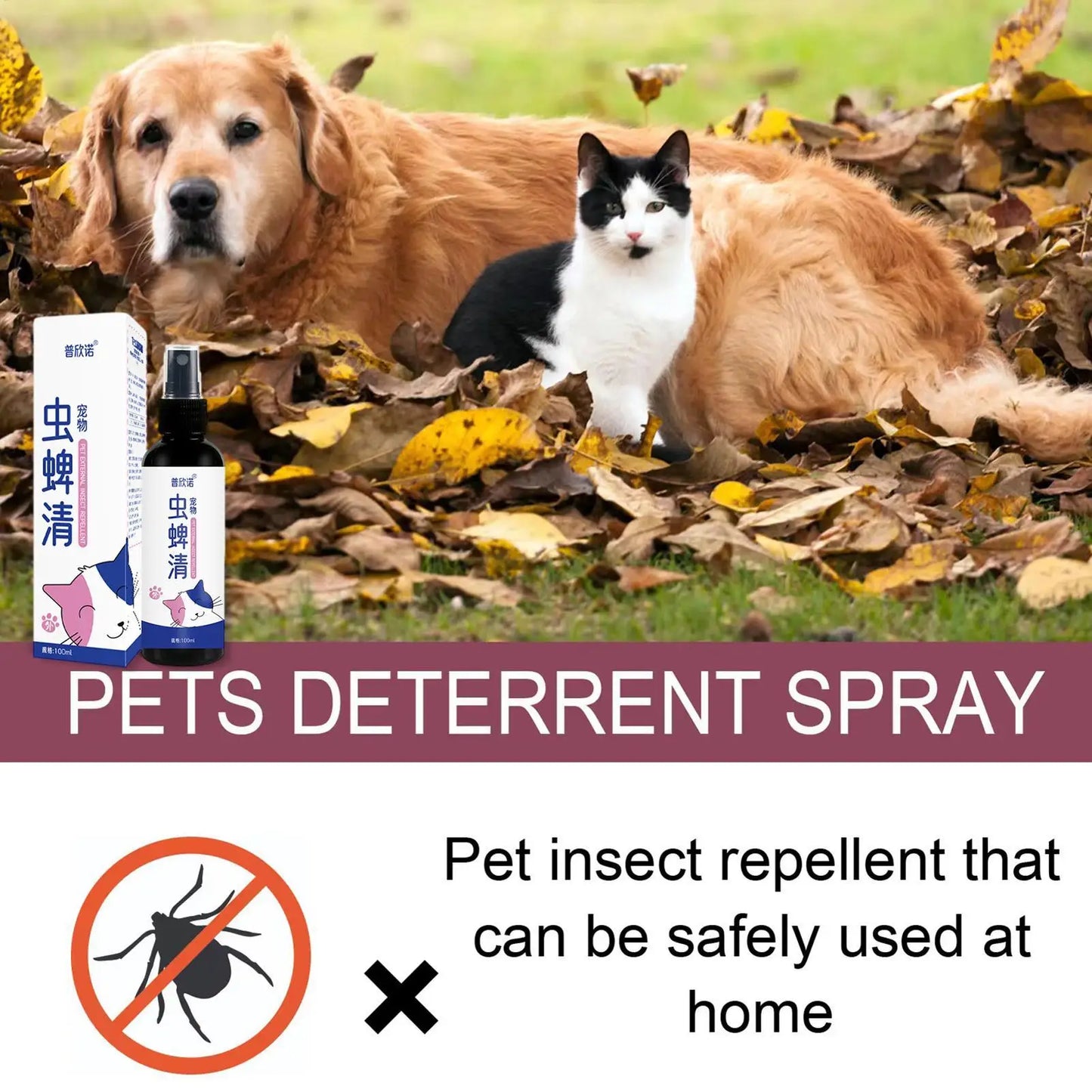 Pet Tick & Flea Repellent Spray – 100ml Safe for Dogs & Cats