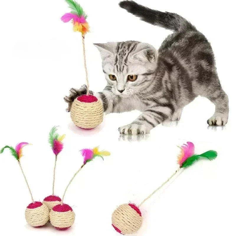 Scratching Ball with Feather – Interactive Cat Toy