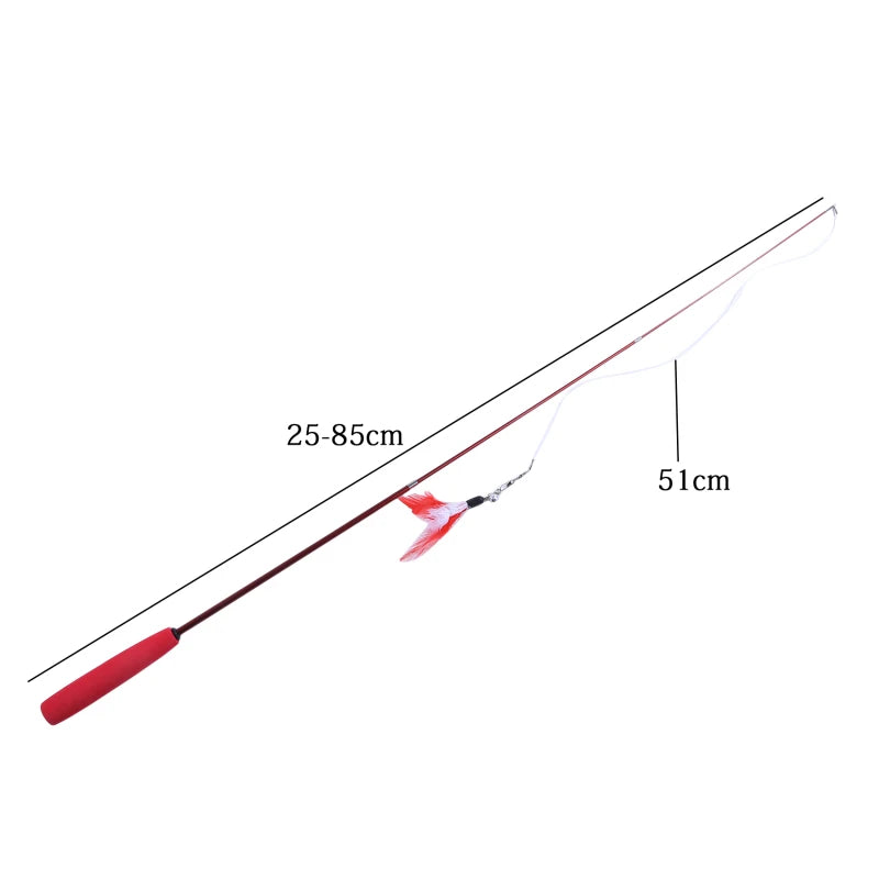 Telescopic Cat Teaser Wand – 3-Section Interactive Stick Toy