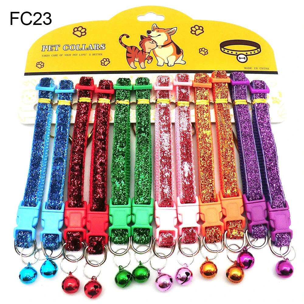 12-Pcs Anti-Lost Pet Collars – Mix Color Buckle Collars with Bell