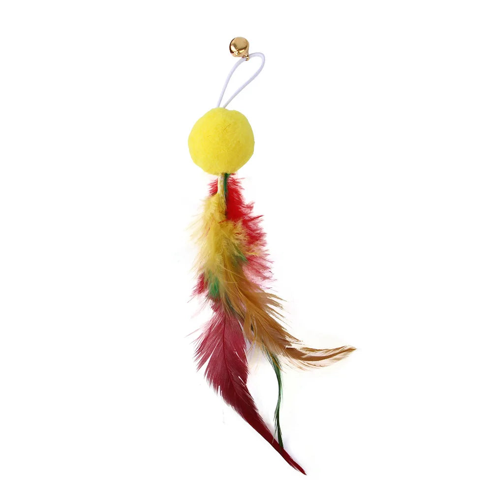 9-Pack Colorful Feather Replacement Heads – Interactive Cat Stick Toy