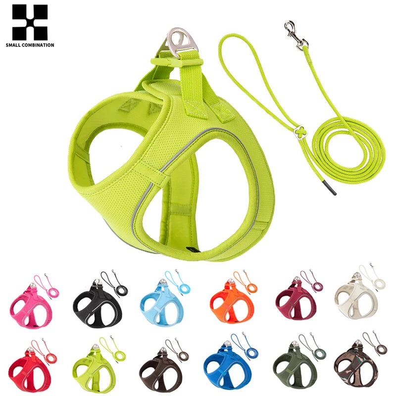 Adjustable Reflective Dog & Cat Harness Leash Set – Small & Medium Pets