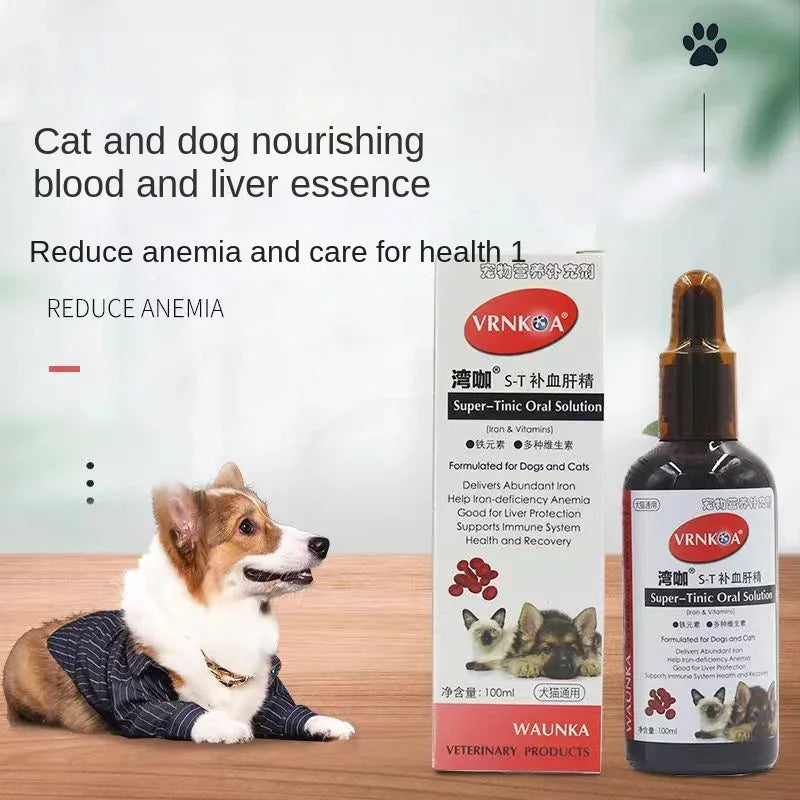 Pet Probiotic & Nutrient Solution – 100ml Liver & Calcium Supplement for Cats & Dogs