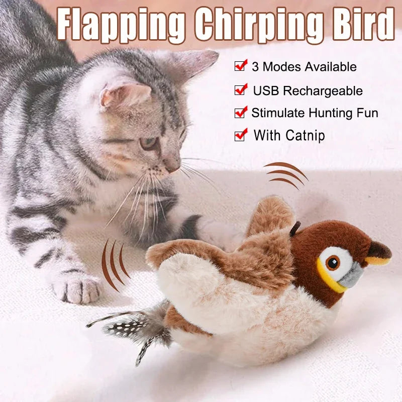Catnip Electric Bird Toy – USB Rechargeable Touch-Activated Plush