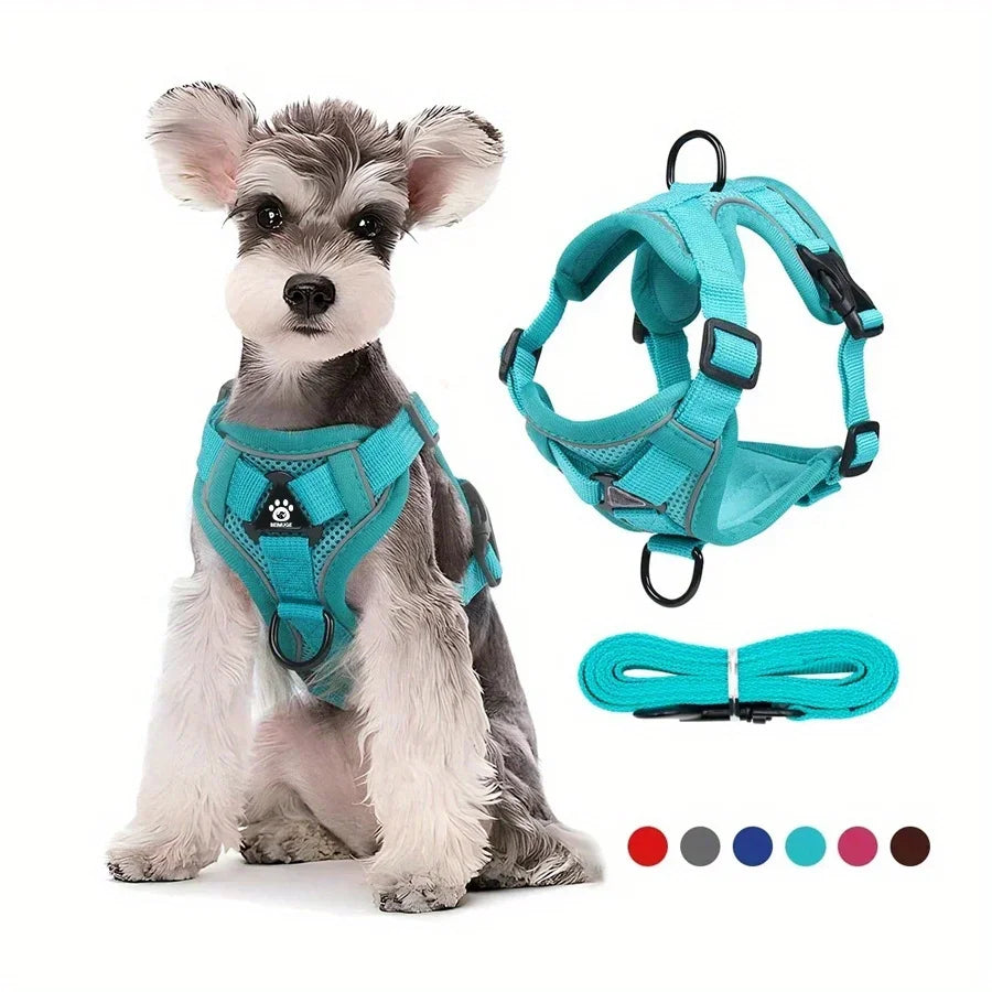 No-Pull Dog & Cat Harness with Leash – Adjustable Reflective Vest