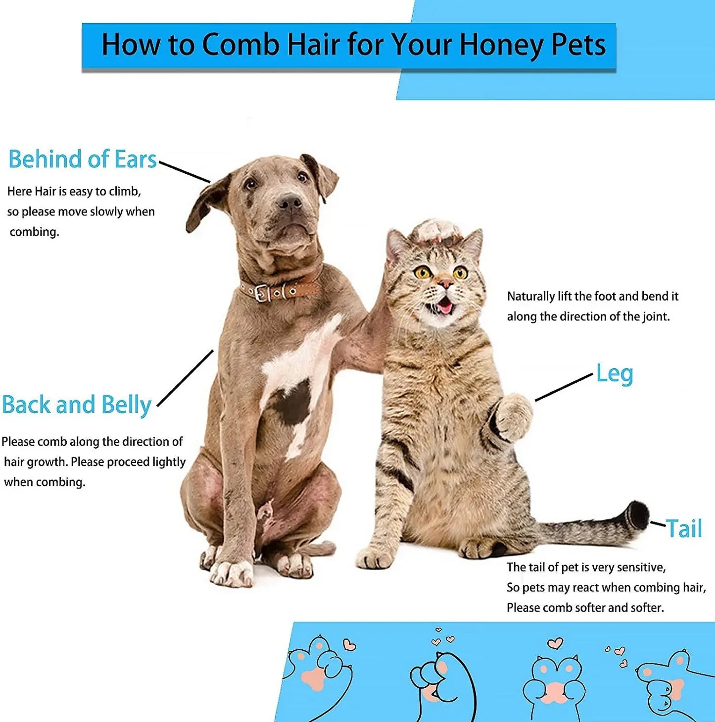 Pet Hair Remover Brush – Grooming Comb for Dogs & Cats with Long Hair