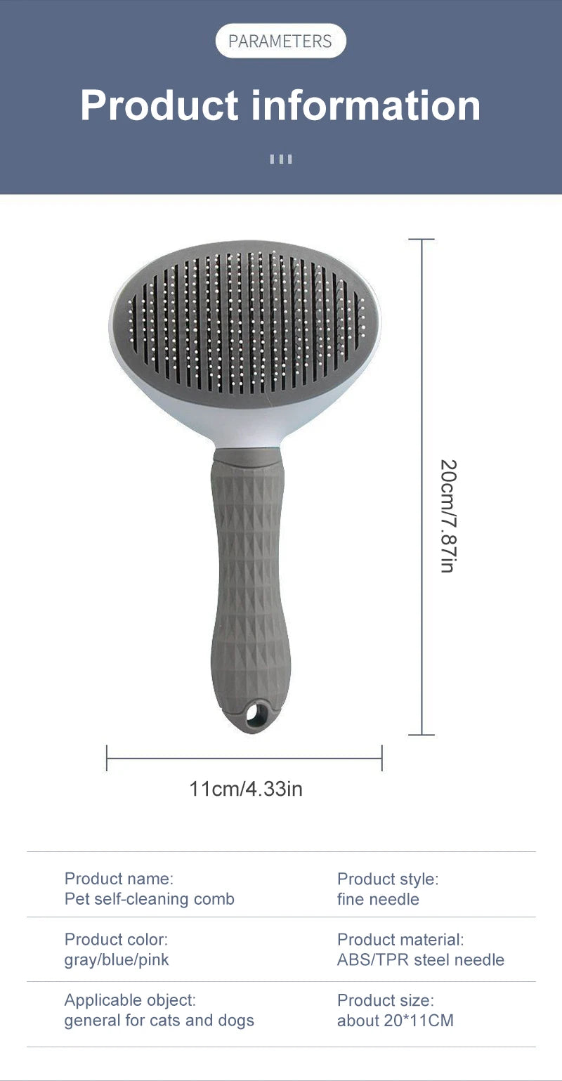Pet Hair Remover Brush – Grooming Comb for Dogs & Cats with Long Hair
