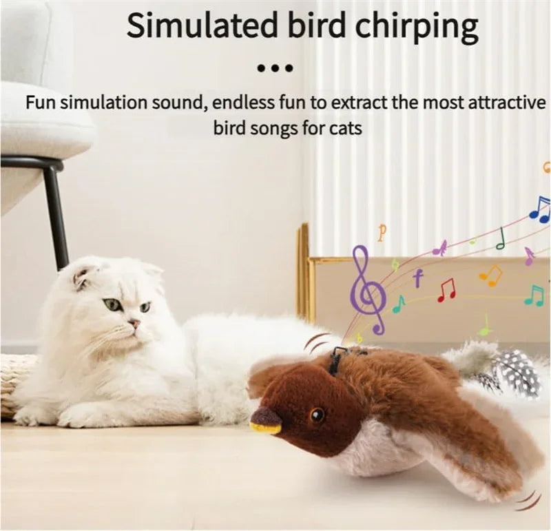 Catnip Electric Bird Toy – USB Rechargeable Touch-Activated Plush