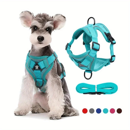 No-Pull Dog & Cat Harness with Leash – Adjustable Reflective Vest