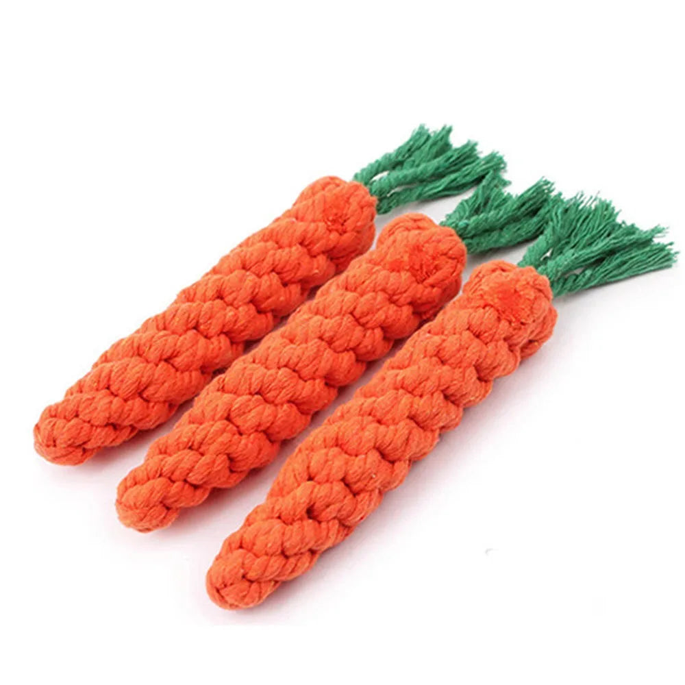 Carrot-Shaped Dog Chew Rope – Durable Cotton Bite Toy