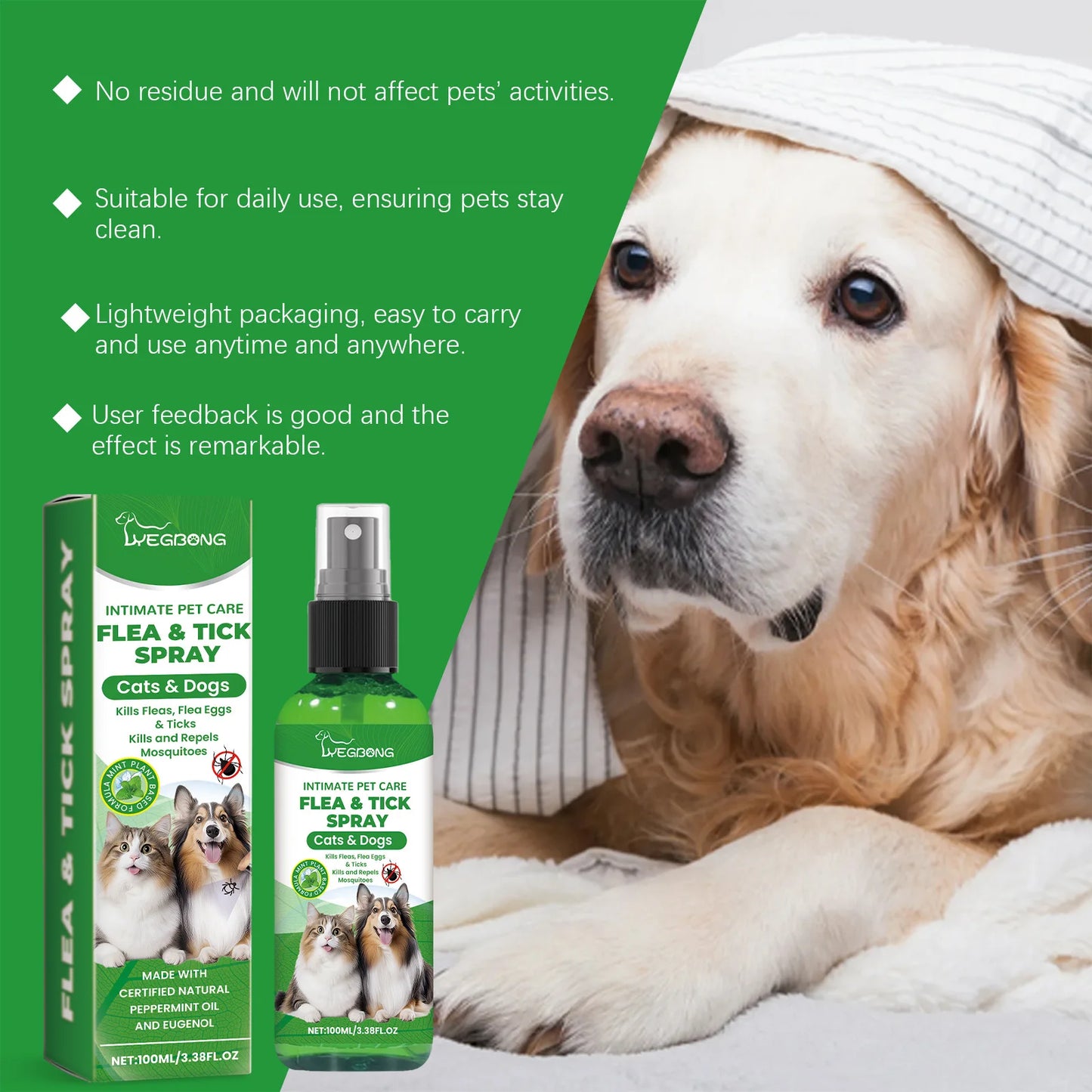 Mite & Flea Removal Spray – Anti-Lice & Tick Relief for Cats & Dogs