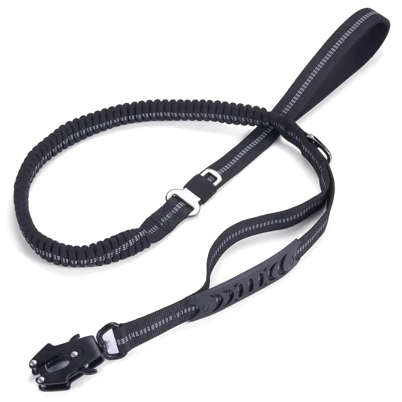 Reflective Shock-Absorbing Bungee Dog Leash – Heavy Duty with Car Seatbelt