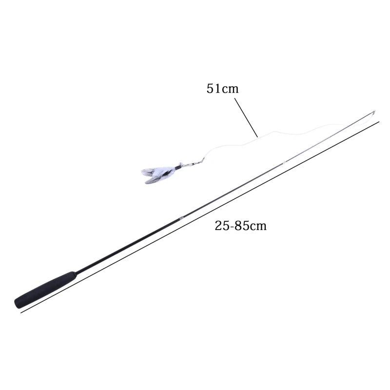 Telescopic Cat Teaser Wand – 3-Section Interactive Stick Toy