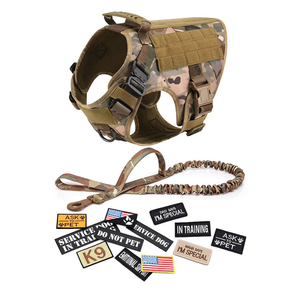 Military Tactical Dog Harness Set – Large Dog Vest with Leash & Accessories