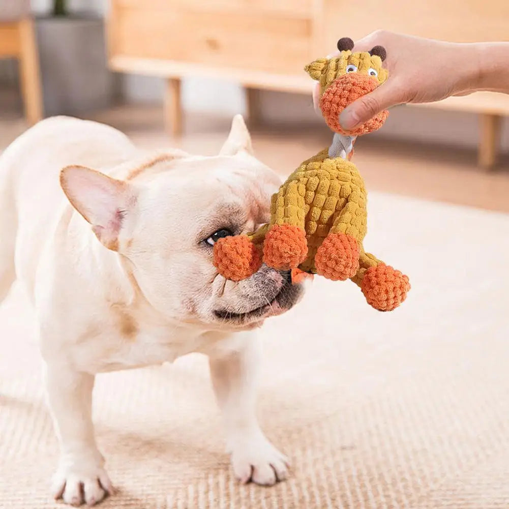 Corduroy Dog Molar Toy – Squeaky Plush Chew for Large Dogs