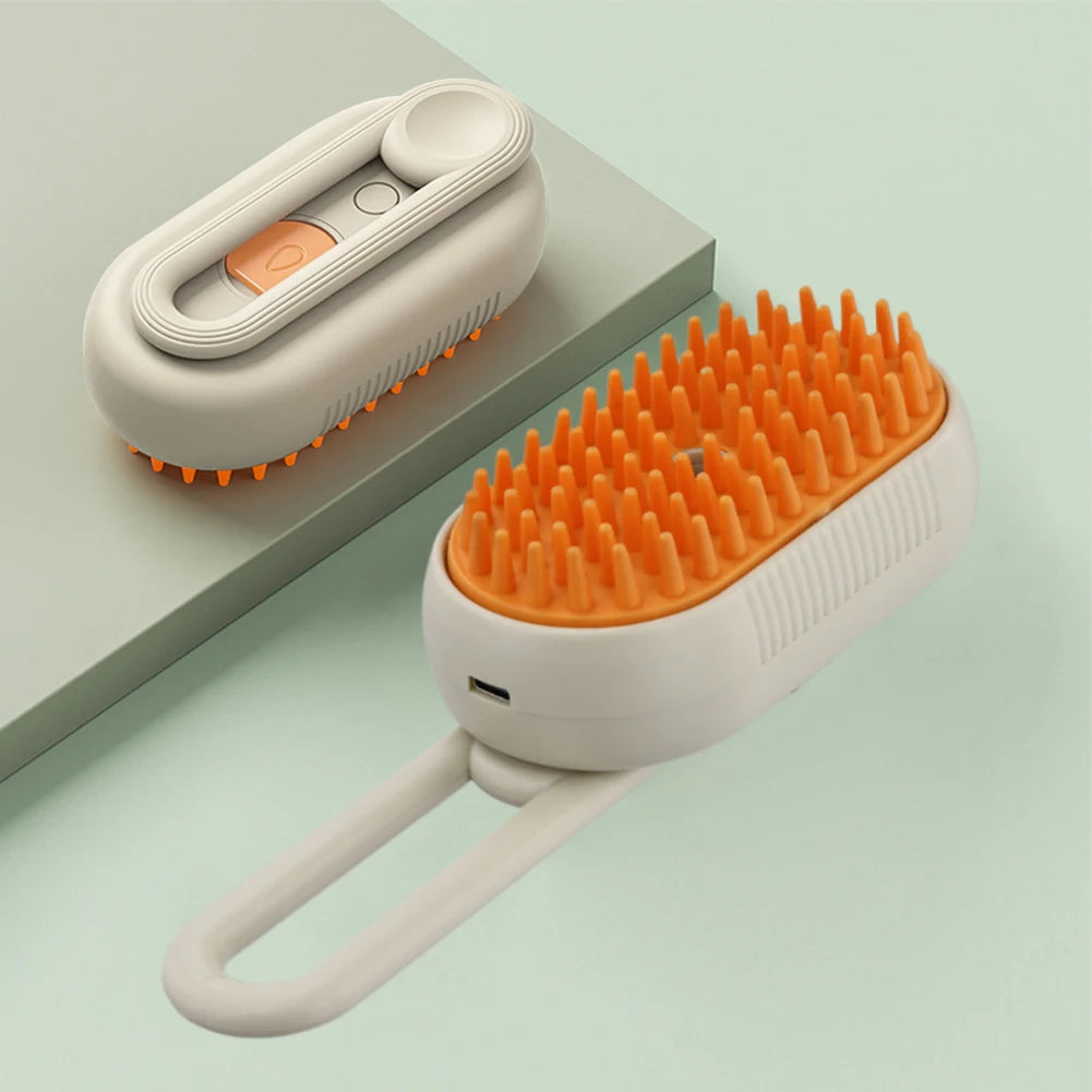 3-in-1 Electric Pet Steam Brush – USB Rechargeable Cat & Dog Grooming Comb