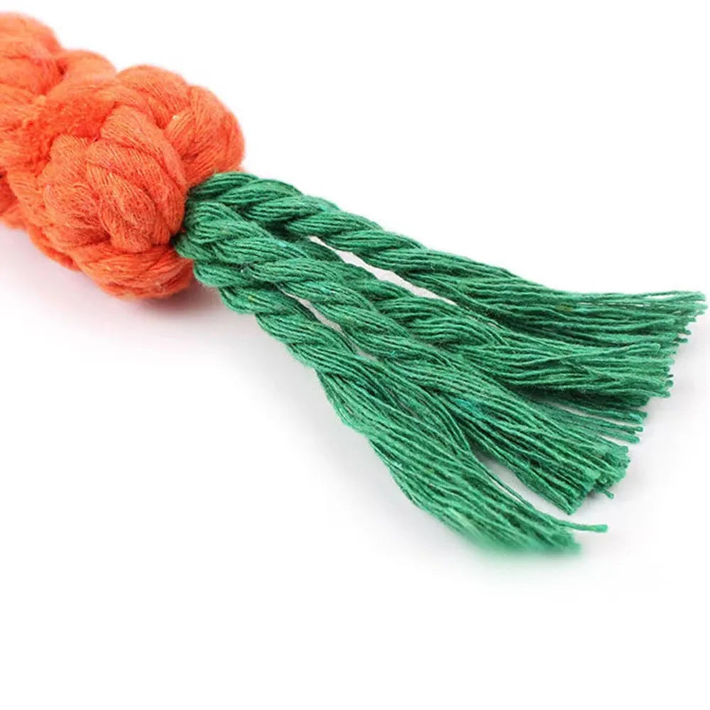 Carrot-Shaped Dog Chew Rope – Durable Cotton Bite Toy